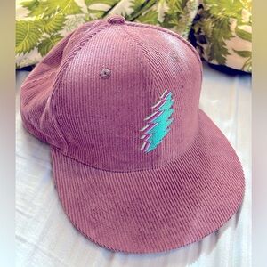 Wookles & Co. snapback hat, edition of 40, purple corduroy/turquoise embroidery